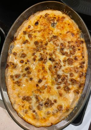 A picture of Kid-Friendly Moussaka without Eggplant and Béchamel, but with Cream.