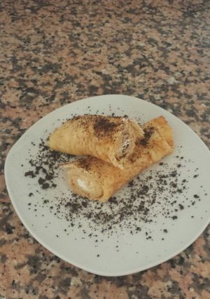 Una foto de Crepe con queso y galleta oreo