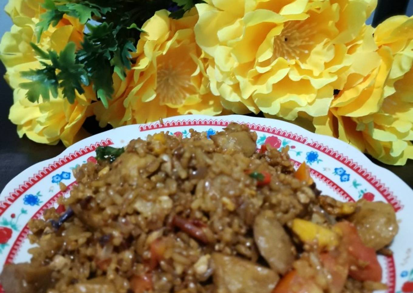 Nasi goreng jawa simple dengan bakso telur