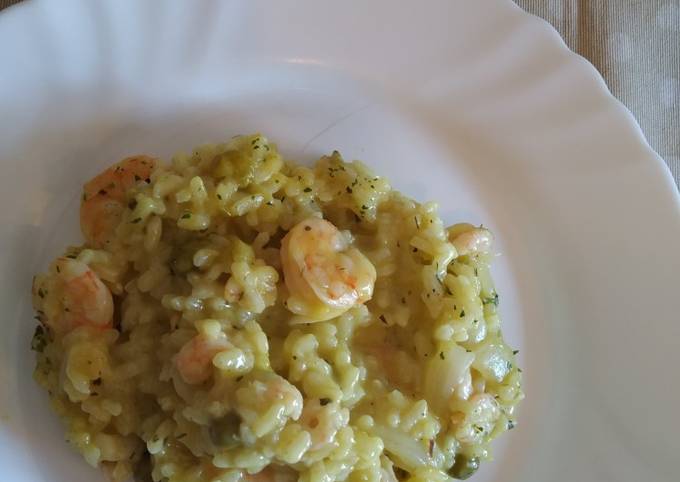 Risotto de langostinos y camarones al cilantro? Receta de María Consuelo  Ortega- Cookpad