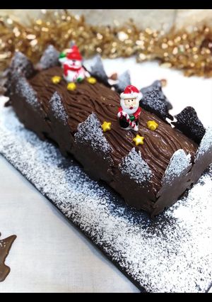 Une photo de Recette bûche de Noël chocolat et noisette