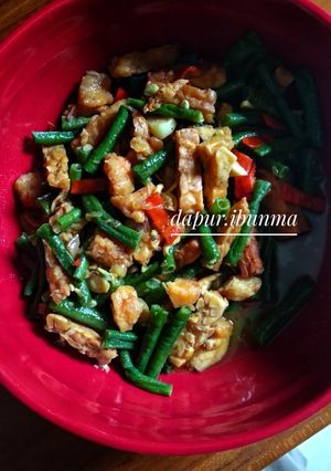 Foto resep Tumis kacang panjang dengan tempe dan ayam
