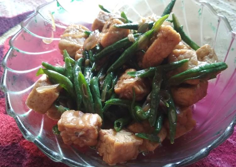 Tumis kacang panjang tahu tempe Tumis kacang panjang tahu tempe