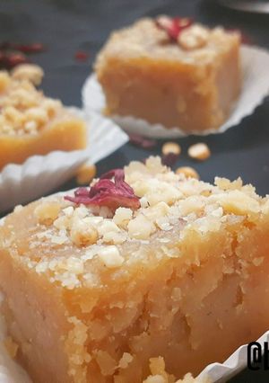 A picture of Chana dal barfi(Vegan version).