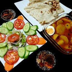 A picture of Aalu irvi Anday ka salan.