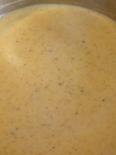 A picture of My creamy broccoli cheese soup.