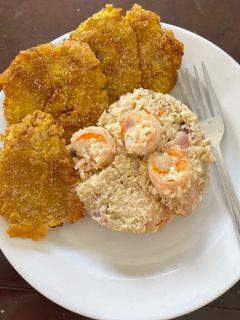 Una foto de Risotto de coliflor con camarones