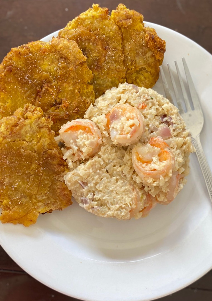 Una foto de Risotto de coliflor con camarones