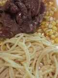 Carne de res en crema de elote  y elotes frescos