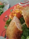 Bombas de pollo rellenas de jamón con queso