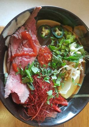 A picture of Pho Bo (Thai Beef Soup).