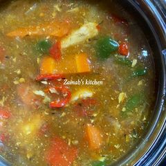 A picture of Boneless chicken 🐔 🥣 soup.