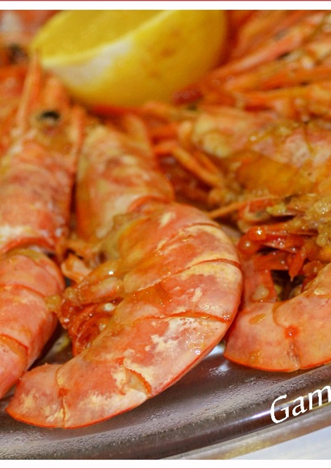 Una foto de Gambas al vermut