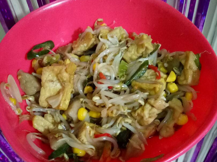 Bagaimana Membuat Tumis tatabagung (tauge tahu baso jagung) saustiram yang Bisa Manjain Lidah