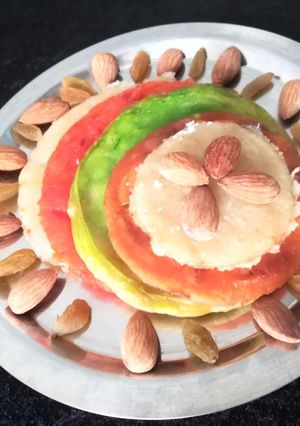 A picture of Colourful malpua.