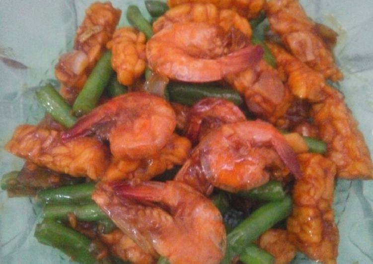 Tumis tempe dan buncis saos tiram