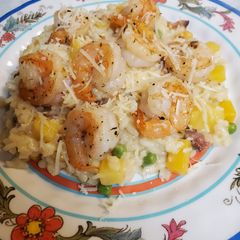 A picture of Brad's Butternut, English Pea and Prawn Risotto.