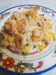 A picture of Brad's Butternut, English Pea and Prawn Risotto.