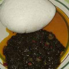 A picture of Bitter leave with spinach soup.