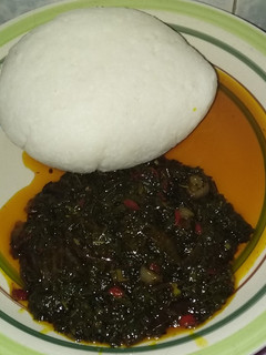 A picture of Bitter leave with spinach soup.