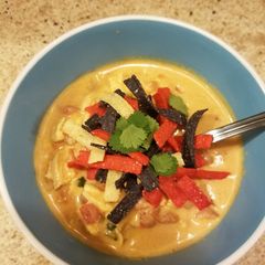 A picture of Chunky chicken tortilla soup.