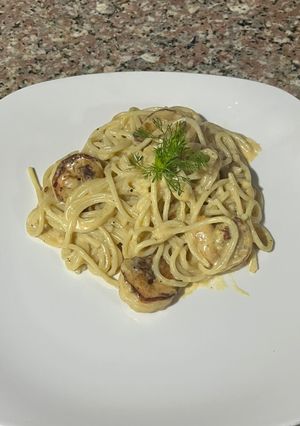 Una foto de Espaguetis con camarones