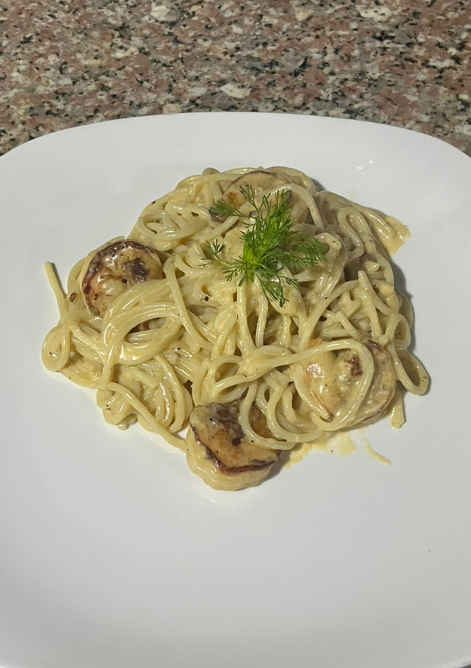 Una foto de Espaguetis con camarones