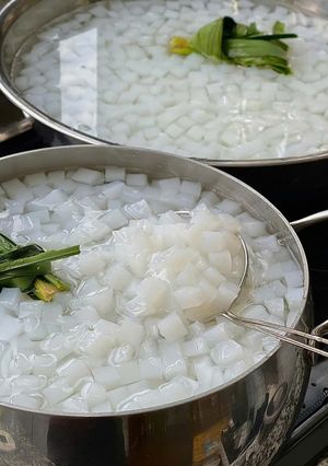 Hình của món Thạch dừa lá nếp.