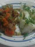 Conejo guisado con vegetales