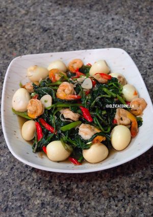 Foto resep Cah Kangkung / Tumis Kangkung Telur Puyuh