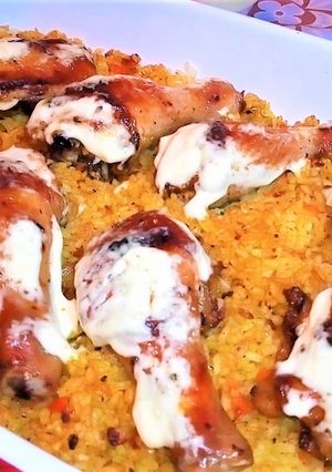 Фото Мясо с рисом в духовке на ужин.