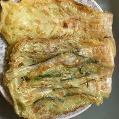 A picture of Baechu Buchimgae (Napa Cabbage Pancakes).