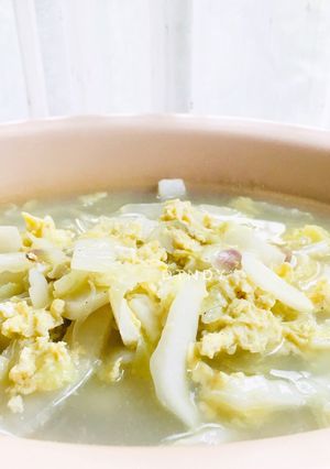 Foto resep Sup Sawi Putih Orak-arik Telur