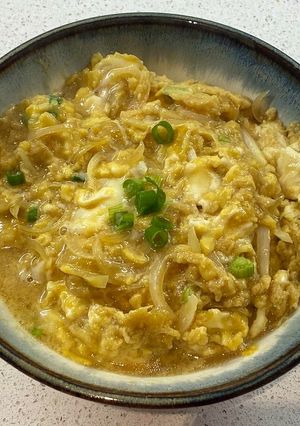 A picture of Tamago donburi (egg rice bowl).