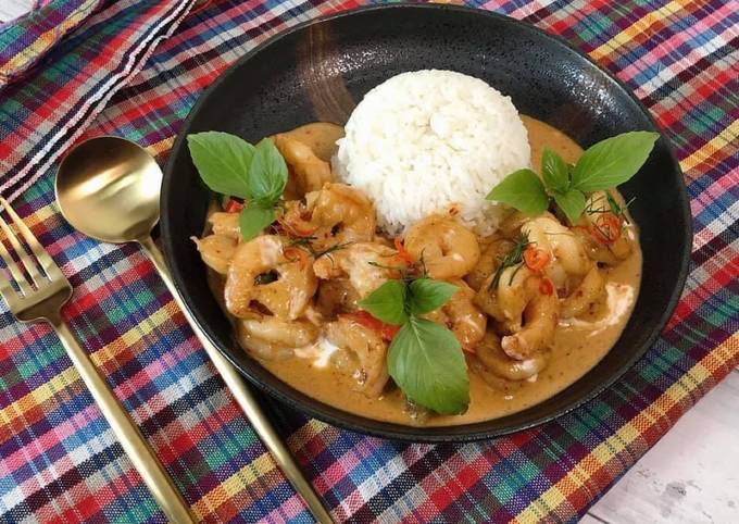Steps to Prepare Any-night-of-the-week 🧑🏽‍🍳🧑🏼‍🍳How to Make Panang Curry with Shrimp • Thai Panang Curry Recipe |ThaiChef Food