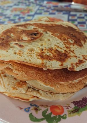 Una foto de Hotcakes con Avena, canela y Arándanos