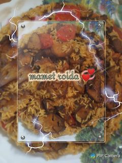 صورة لوصفة مقلوبه الباذنجان بقطع الفراخ 🍅🌶️🍅