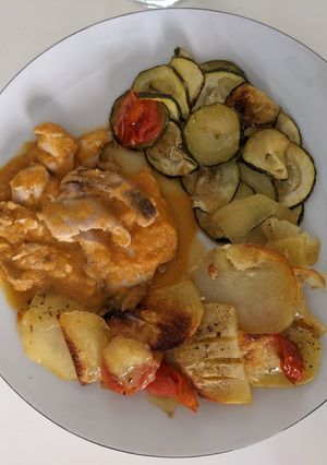 A picture of Turkey Tenderloin with Apple Sauce in Slow Cooker.