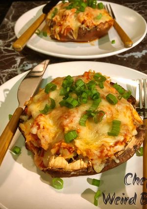 A picture of Chicken Enchilada Stuffed Portobellos.