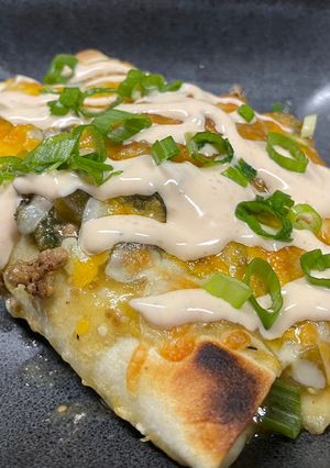 A picture of Beefy Poblano Enchiladas.