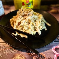 A picture of Cheesy Fettuccine Pasta.