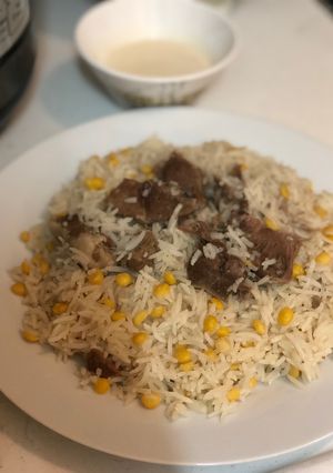 صورة لوصفة رز بالحمص على الطريقة الحجازية