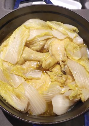 A picture of Whole Chicken Stew with Napa Cabbage.