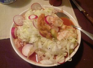 Una foto de Pozole casi vegetariano