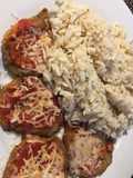 Milanesas de berenjena con arroz provenzal