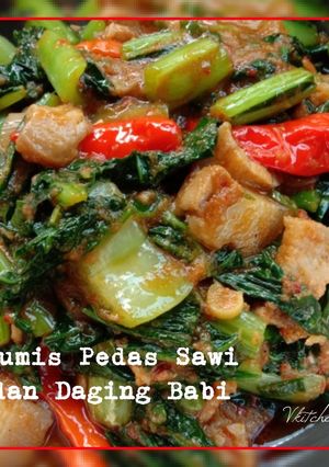 Foto resep Tumis Pedas Sawi dan Daging Babi