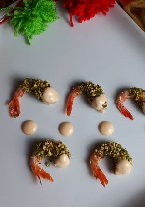 Foto di ANTIPASTI DI NATALE Gamberi Rossi in crosta di pistacchio