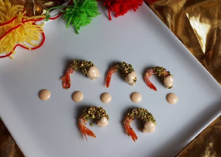 ANTIPASTI DI NATALE Gamberi Rossi in crosta di pistacchio