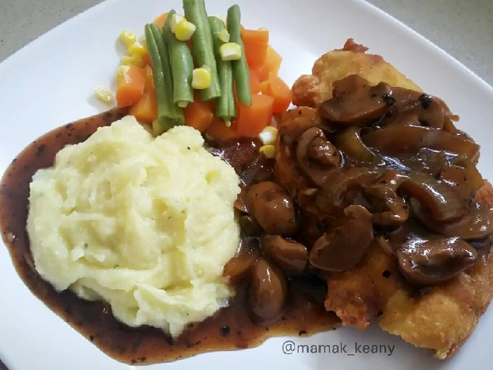 Cara Gampang Membikin Resep Crispy Chicken Steak dan Saus Mushroom Blackpepper yang Bikin Ngiler Anti Ribet, Mantap Sekali
