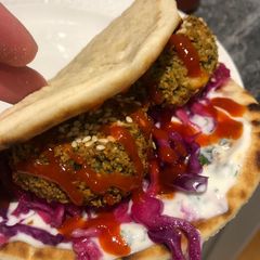 A picture of Herby falafel - lightly fried then oven baked 🧆.